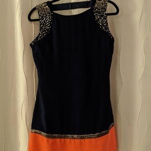 Navy & Coral Milly Dress by London Dress Company